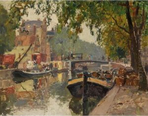 A View Of The Brouwersgracht, Amsterdam by Cornelis Vreedenburgh