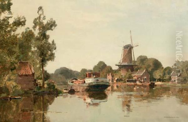 A Windmill Along A River - view 1