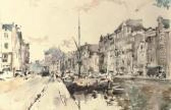 Moored Vessels On The Rokin, Amsterdam - view 1