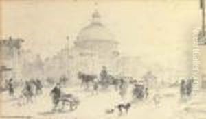 The Kalverstraat With The Munttoren Beyond, Amsterdam by Cornelis Vreedenburgh