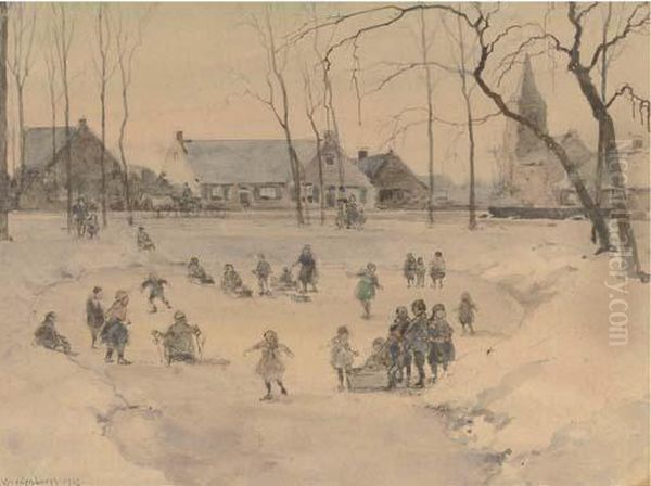 Children Skating On The Brink, Laren - view 1