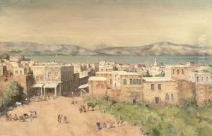 The Town Of Tiberias On The Western Shore Of The Sea Of Galilee, Israel by Cornelis Vreedenburgh