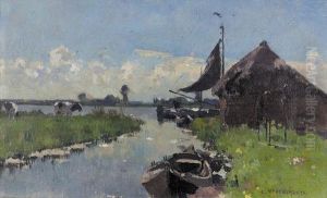 Hollandische Landschaft Mit Kleinem Kanal. Hollandische Landschaft Mit Kleinem Kanal.