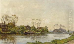 A View Of The Kromme Mijdrecht In Summer by Cornelis Vreedenburgh