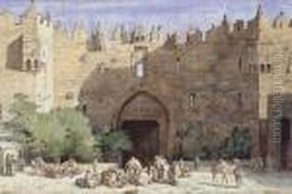 Jerusalem, Merchants At Damascus Gate - view 1