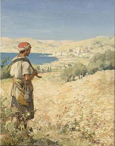 A Traveller In A Landscape by Cornelis Vreedenburgh