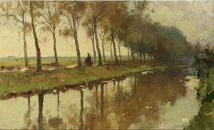 A Peasant Woman On A Path Along A Canal