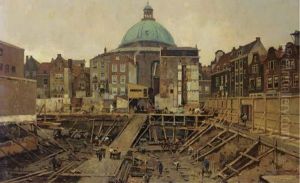 Bouwput Bij Het Hekelveld Met De Ronde Lutherse Kerk