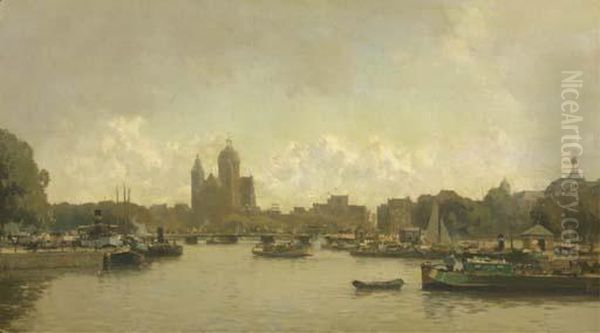 View Of The Open Haven Front With The St. Nicolaas Church In The Distance, Amsterdam - view 1