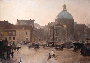 View Of The Singel, Amsterdam, With The Koepelkerk Beyond by Cornelis Vreedenburgh