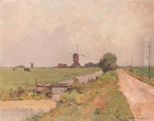 A Polder Landscape In Summer by Cornelis Vreedenburgh