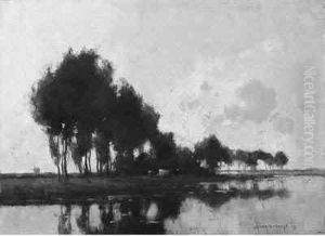 A Polder Landscape With Grazing Cows by Cornelis Vreedenburgh