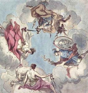 Design for a Ceiling: The Four Cardinal Virtues, Justice, Prudence, Temperance and Fortitude by Sir James Thornhill