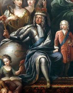 George I and his grandson, Prince Frederick, detail from the Painted Hall by Sir James Thornhill