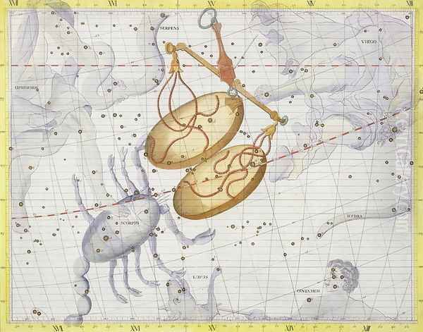 Constellation of Libra, plate 7 from Atlas Coelestis, by John Flamsteed 1646-1710, published in 1729 - view 1