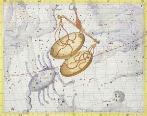 Constellation of Libra, plate 7 from Atlas Coelestis, by John Flamsteed 1646-1710, published in 1729 Constellation of Libra, plate 7 from Atlas Coelestis, by John Flamsteed 1646-1710, published in 1729
