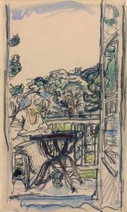 Jeune Femme Sur Sa Terrasse by Jean-Edouard Vuillard