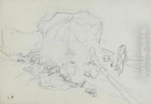 Le Parasol Sur La Plage En Normandie by Jean-Edouard Vuillard
