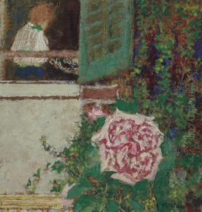 Jeune Femme A La Fenatre Et Fleur by Jean-Edouard Vuillard