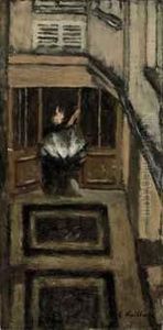 Le Parapluie Ouvert Dans La Cour De 342 Rue Saint-honore by Jean-Edouard Vuillard