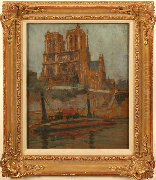 View Of Notre Dame With Seine Riverboat In Foreground - view 1