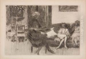 Interior Au Canape by Jean-Edouard Vuillard