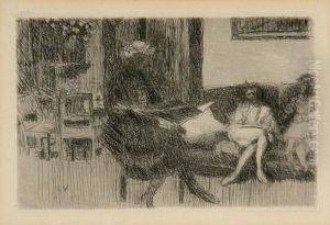 Interieur Au Canape Ou Soir by Jean-Edouard Vuillard