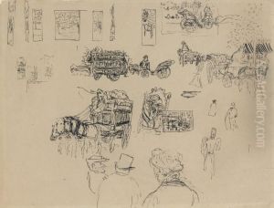 Projet De Decor Pour La Commande De Nathanson. Etudes De Fiacres,omnibus Et Personnages by Jean-Edouard Vuillard