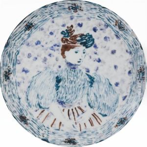 Femme A La Blouse Rayee
 Avec La Marque De La Manufacture 'h &amp; Co. France' (haviland &amp; Co. Limoges) (au Revers)