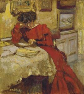 Madame Hessel En Robe Rouge Lisant by Jean-Edouard Vuillard
