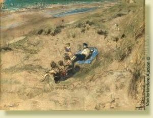 Scenede Plage, Pastel Sur
Papier. Signe En Bas A Gauche E. Vuillard.ecole Francaise. Vers 1900.
Dim.: 24x32 Cm by Jean-Edouard Vuillard