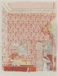 Interieur Aux Tentures Roses (r.-m. 36) by Jean-Edouard Vuillard