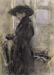 Jeune Femme De Profil Avec Un Large Chapeau Noir by Jean-Edouard Vuillard