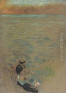 Sea At Sunset, Women On The Shore