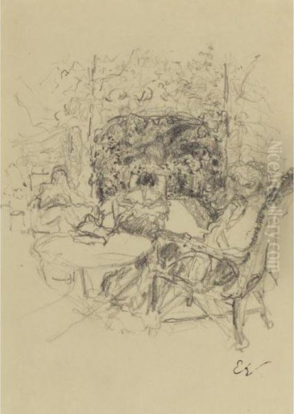 Madame Hessel Et Deux Amies Autour D'une Table - view 1