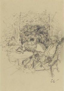 Madame Hessel Et Deux Amies Autour D'une Table