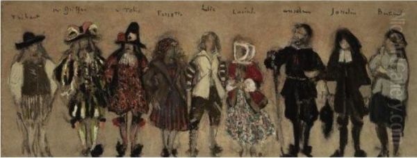 Etude De Costumes Pour Les Neufs
 Personnages De La Coupe Enchantee Par Jean De La Fontaine - view 1