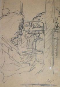 Madame Vuillard Cousant Devant Lafenetre by Jean-Edouard Vuillard