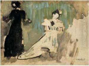 Deux Silhouettes De Femmes, Esquisse, Circa 1899 by Jean-Edouard Vuillard