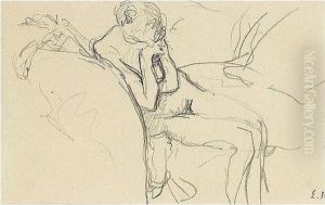 Edouard , -, Femme Nue Assise,
Stamped With The Initials , Pencil On Paper, 8 By 13 Cm., 3 1/8 By 5 1/8
In by Jean-Edouard Vuillard