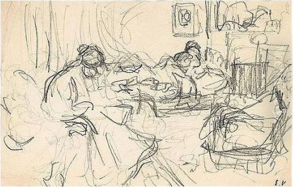 Edouard , -, Figures Dans Un
Interieur, Stamped With The Initials , Pencil On Paper, 11 By 17 Cm., 4
3/8 By 6 3/4 In - view 1