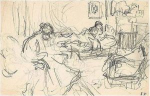 Edouard , -, Figures Dans Un
Interieur, Stamped With The Initials , Pencil On Paper, 11 By 17 Cm., 4
3/8 By 6 3/4 In by Jean-Edouard Vuillard