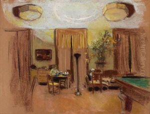 Lucie Hessel Et Lulu Dans Le Billard Aux Clayes by Jean-Edouard Vuillard