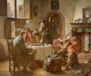 Gesellschaft Im Restaurant by Fritz Wagner