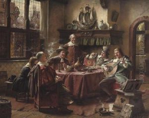 Playing The Lute by Fritz Wagner