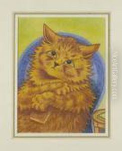 Thoughtful Orange Cat by Louis Wain