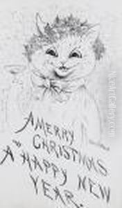 Merry Christmas Cat by Louis Wain