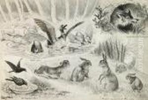 Untitled, Animals Cavorting At A Pond
