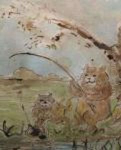 Netting The Catch by Louis Wain