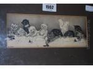 Cats Writing At A Table by Louis Wain